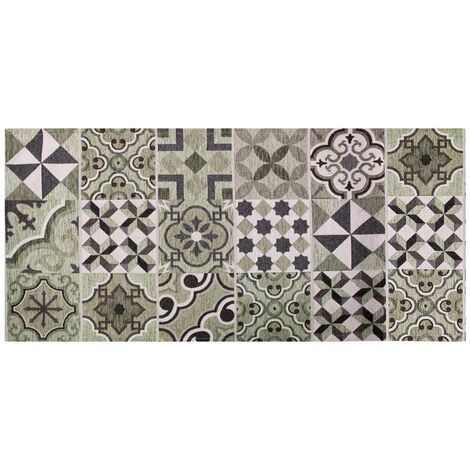 Tappeto Cucina In Ciniglia Arredo Moderno Passatoia Multiuso Ingresso Corridoio Antiscivolo Prodotto Italiano Disegni Piazzati Cotone Varie Misure Lavabile In Lavatrice Lavatrice Cementine Verde - 57x