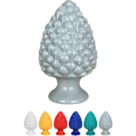 Pigna Siciliana Decorativa Colorata Dipinta Mano Soprammobile Pigne Di Caltagirone Design Siciliano Decorativa Ornamentale Grigio - Media