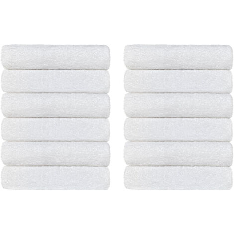 Set Asciugamani Bagno 100% Cotone Super Assorbenti Telo Doccia Spugna Professionali Salvietta Lavetta Viso Asciugamano Salviette Teli Asciugamano Ospite Qualità Hotel Lavette 12 Asciugamani - Bianco