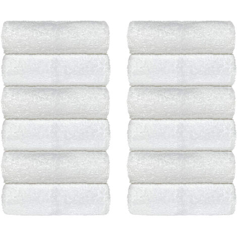 Set Asciugamani Bagno 100% Cotone Super Assorbenti Telo Doccia Spugna Professionali Salvietta Lavetta Viso Asciugamano Salviette Teli Asciugamano Ospite Qualità Hotel Lavette 12 Salviette viso - Bianc