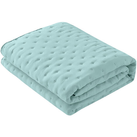 Copriletto Trapuntato Soft Matrimoniale Trapuntino Tinta Unita Due Piazze Coperta Leggera Primavera Estate Trapunta Leggera Sofficissimo Azzurro