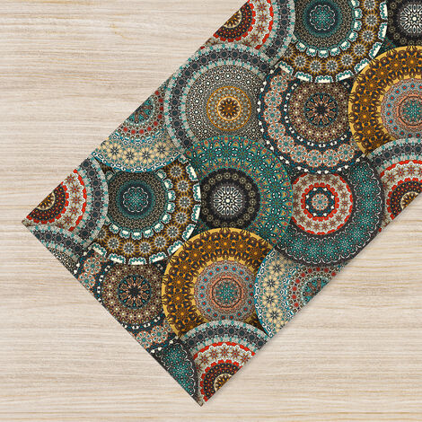 Tappeto passatoia fantasia made in Italy antiscivolo lavabile aderente Mandala Autunno - 50x100 cm (1/5)
