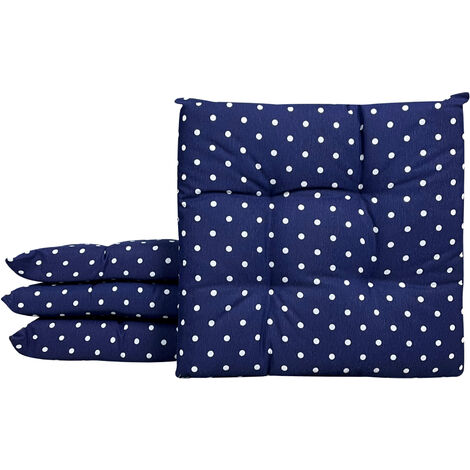 Set 4/6 Cuscini Geometrico Sedia con Lacci Prodotto Italiano 40 x 40 Pois Blu - 4 Pezzi