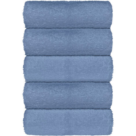 Set Asciugamani Bagno 100% Cotone Super Assorbenti Telo Doccia Spugna Professionali Salvietta Lavetta Viso Asciugamano Salviette Teli Asciugamano Ospite Qualità Hotel Lavette 5 Lavette - Azzurro