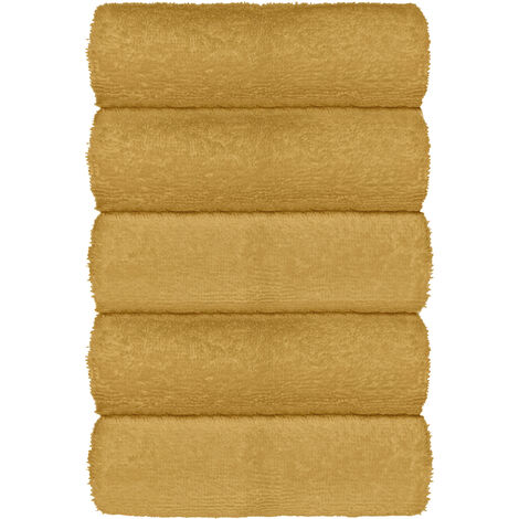 Set Asciugamani Bagno 100% Cotone Super Assorbenti Telo Doccia Spugna Professionali Salvietta Lavetta Viso Asciugamano Salviette Teli Asciugamano Ospite Qualità Hotel Lavette 5 Lavette - Giallo