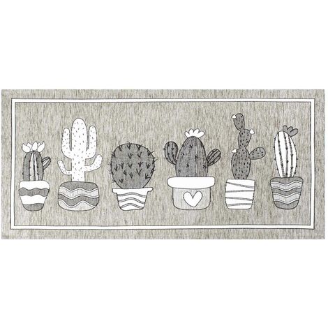 Tappeto Cucina In Ciniglia Arredo Moderno Passatoia Multiuso Ingresso Corridoio Antiscivolo Prodotto Italiano Disegni Piazzati Cotone Varie Misure Lavabile In Lavatrice Lavatrice Cactus Grigio - 57x85