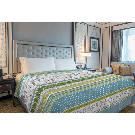 Copriletto estivo made in Italy 100% cotone piquet singolo matrimoniale piazza e mezza diverse fantasie  BauBau Verde - Una piazza e mezza
