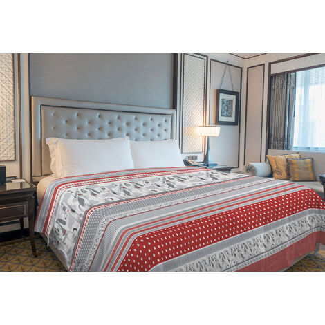 Copriletto estivo made in Italy 100% cotone piquet singolo matrimoniale piazza e mezza diverse fantasie BauBau Rosso - 1 Piazza