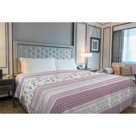 Copriletto estivo made in Italy 100% cotone piquet singolo matrimoniale piazza e mezza diverse fantasie BauBau Rosa - 2 Piazze