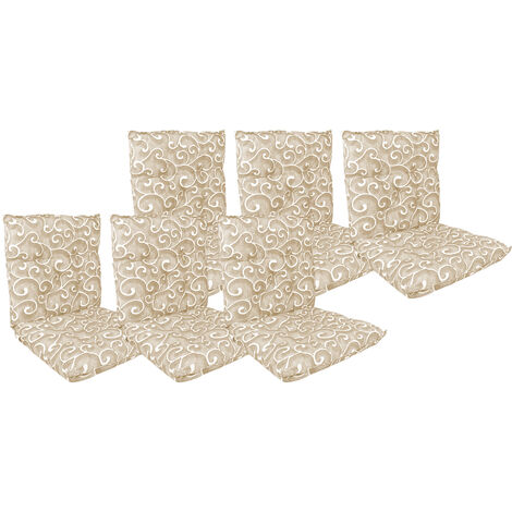 Set Cuscini Sedia Con Schienale Imbottiti Con Laccetti Banda Elastica 40 x 80 Cm InlayBeige - 6 Pezzi