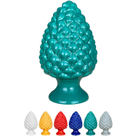 Pigna Siciliana Decorativa Colorata Dipinta Mano Soprammobile Pigne Di Caltagirone Design Siciliano Decorativa Ornamentale Verde - Grande (1/3)