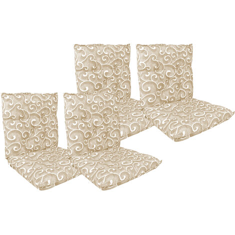 Set Cuscini Sedia Con Schienale Imbottiti Con Laccetti Banda Elastica 40 x 80 Cm InlayBeige - 4 Pezzi