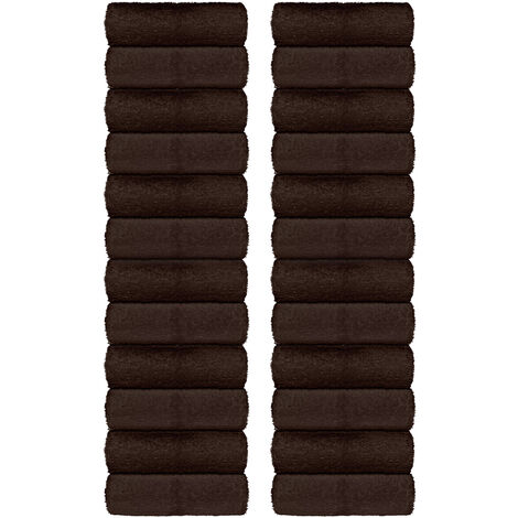 Set Asciugamani Bagno 100% Cotone Super Assorbenti Telo Doccia Spugna Professionali Salvietta Lavetta Viso Asciugamano Salviette Teli Asciugamano Ospite Qualità Hotel Lavette 24 Salviette viso - Marro