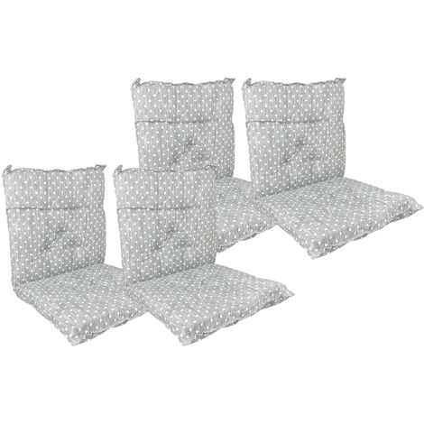 Set Cuscini Sedia Con Schienale Imbottiti Con Laccetti Banda Elastica 40 x 80 Cm CuoricinoGrigio - 4 Pezzi