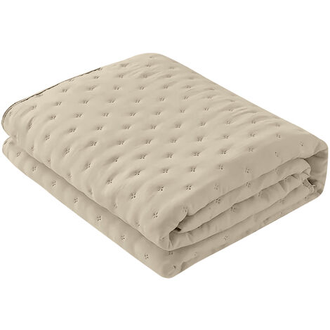 Copriletto Trapuntato Soft Matrimoniale Trapuntino Tinta Unita Due Piazze Coperta Leggera Primavera Estate Trapunta Leggera Sofficissimo Beige