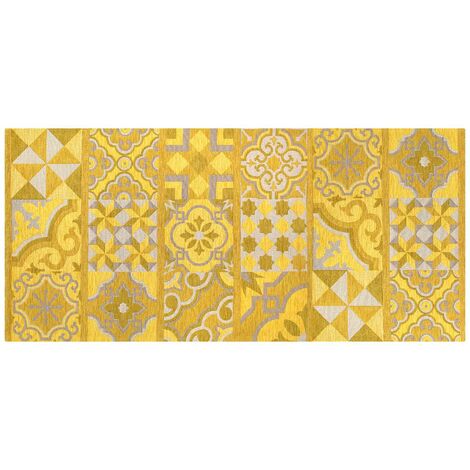 Tappeto Cucina In Ciniglia Arredo Moderno Passatoia Multiuso Ingresso Corridoio Antiscivolo Prodotto Italiano Disegni Piazzati Cotone Varie Misure Lavabile In Lavatrice Lavatrice Cementine Senape - 57
