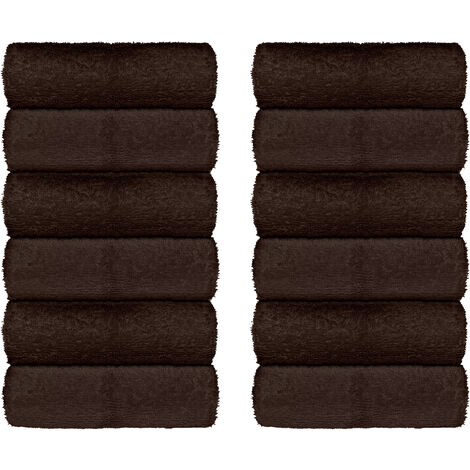 Set Asciugamani Bagno 100% Cotone Super Assorbenti Telo Doccia Spugna Professionali Salvietta Lavetta Viso Asciugamano Salviette Teli Asciugamano Ospite Qualità Hotel Lavette 12 Salviette viso - Marro