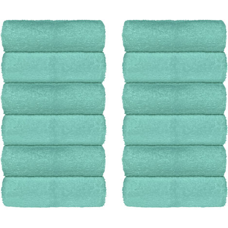 Set Asciugamani Bagno 100% Cotone Super Assorbenti Telo Doccia Spugna Professionali Salvietta Lavetta Viso Asciugamano Salviette Teli Asciugamano Ospite Qualità Hotel Lavette 12 Salviette viso - Verde