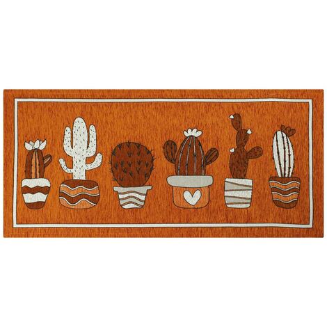 Tappeto Cucina In Ciniglia Arredo Moderno Passatoia Multiuso Ingresso Corridoio Antiscivolo Prodotto Italiano Disegni Piazzati Cotone Varie Misure Lavabile In Lavatrice Lavatrice Cactus Ruggine - 57x8