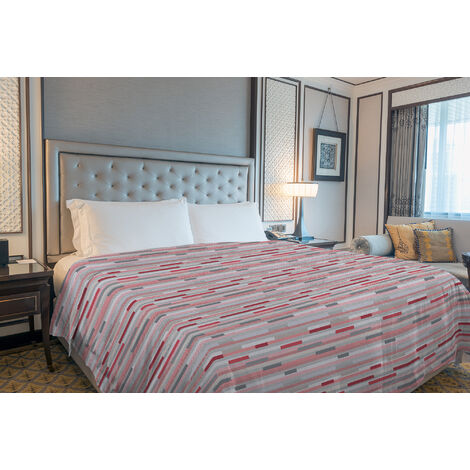 Copriletto estivo made in Italy 100% cotone piquet singolo matrimoniale piazza e mezza diverse fantasie Tratteggio rosso - 1 Piazza