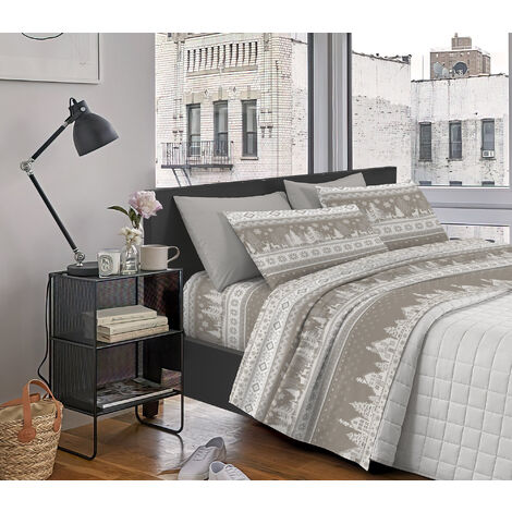 Completo Letto Matrimoniale in Flanella Calda e Morbida Anti Pilling Inverno516Beige - 1 Piazza