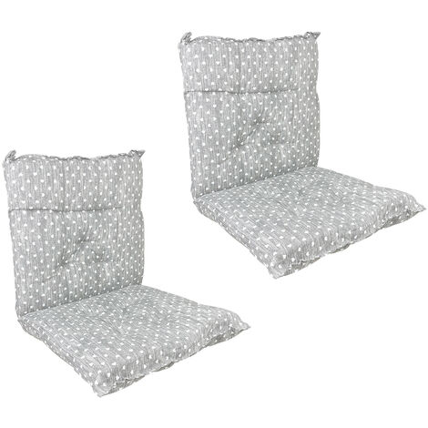 Set Cuscini Sedia Con Schienale Imbottiti Con Laccetti Banda Elastica 40 x 80 Cm CuoricinoGrigio - 2 Pezzi