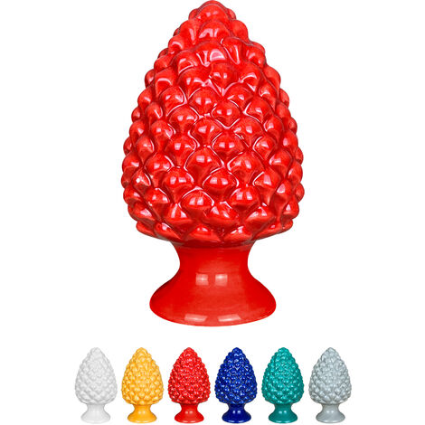 Pigna Siciliana Decorativa Colorata Dipinta Mano Soprammobile Pigne Di Caltagirone Design Siciliano Decorativa Ornamentale Rosso - Grande
