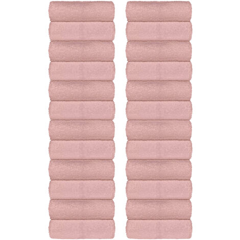 Set Asciugamani Bagno 100% Cotone Super Assorbenti Telo Doccia Spugna Professionali Salvietta Lavetta Viso Asciugamano Salviette Teli Asciugamano Ospite Qualità Hotel Lavette 24 Salviette viso - Rosa