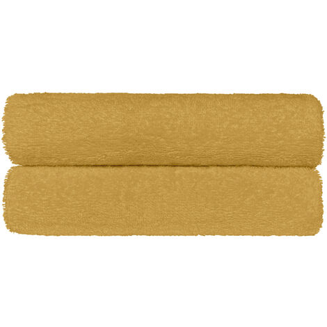 Set Asciugamani Bagno 100% Cotone Super Assorbenti Telo Doccia Spugna Professionali Salvietta Lavetta Viso Asciugamano Salviette Teli Asciugamano Ospite Qualità Hotel Lavette 2 Teli doccia - Giallo