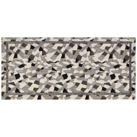 Tappeto Cucina In Ciniglia Arredo Moderno Passatoia Multiuso Ingresso Corridoio Antiscivolo Prodotto Italiano Disegni Piazzati Cotone Varie Misure Lavabile In Lavatrice Lavatrice Mosaico Grigio - 57x8