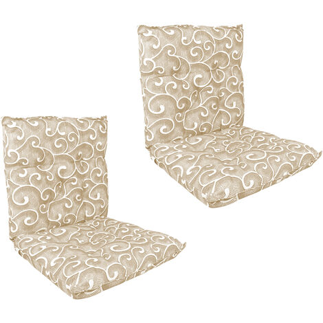 Set Cuscini Sedia Con Schienale Imbottiti Con Laccetti Banda Elastica 40 x 80 Cm InlayBeige - 2 Pezzi