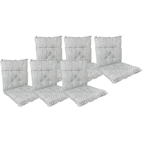 Set Cuscini Sedia Con Schienale Imbottiti Con Laccetti Banda Elastica 40 x 80 Cm CuoricinoGrigio - 6 Pezzi