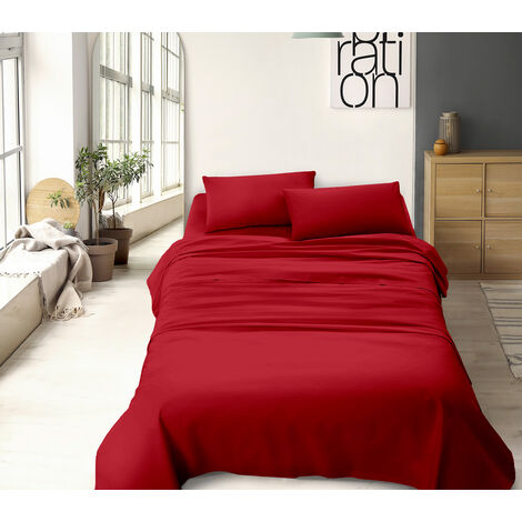 COMPLETO LENZUOLA 100% COTONE TINTA UNITA SINGOLO COLORI VARI MADE IN