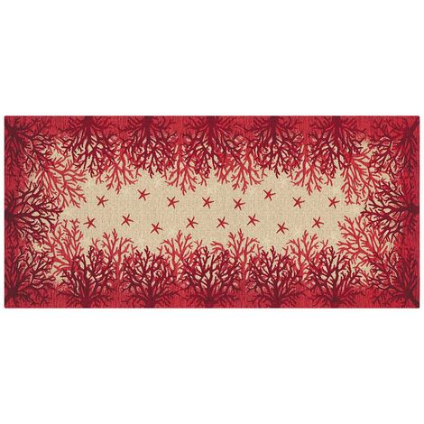 Tappeto Cucina In Ciniglia Arredo Moderno Passatoia Multiuso Ingresso Corridoio Antiscivolo Prodotto Italiano Disegni Piazzati Cotone Varie Misure Lavabile In Lavatrice Lavatrice Corallo Rosso - 57x28