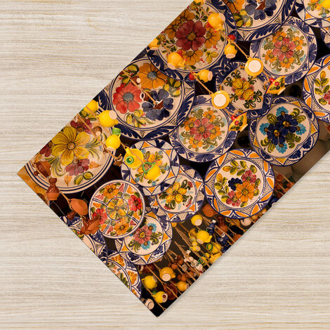 Tappeto passatoia fantasia made in Italy antiscivolo lavabile aderente Piatti Ornamentali - 50x100 cm (1/5)
