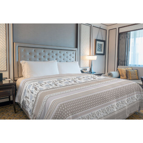Copriletto estivo made in Italy 100% cotone piquet singolo matrimoniale piazza e mezza diverse fantasie  BauBau Beige - Una piazza e mezza