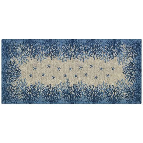 Tappeto Cucina In Ciniglia Arredo Moderno Passatoia Multiuso Ingresso Corridoio Antiscivolo Prodotto Italiano Disegni Piazzati Cotone Varie Misure Lavabile In Lavatrice Lavatrice Corallo BluMare - 57x