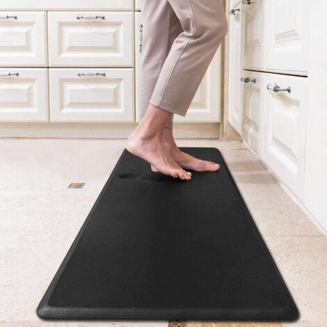 Tappeto Cucina Passatoia Rialzata Lavabile Spessa Antiscivolo Impermeabile Anti Fatica Rimbalzabile Soggiorno Ingresso Ufficio Aderente Antiscivolo Protettivo Nero - 44x120 cm (1/5)