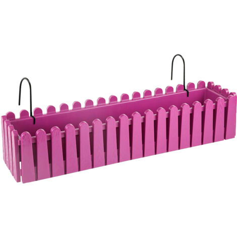 Fioriera Rettangolare Con Sistema Di Drenaggio Conservazione Acqua Balconiera Con Supporti Da Ringhiera Appesa Inclusi Balcone Design Moderno Vaso Piante Fiori Magenta - 75 cm 14Lt