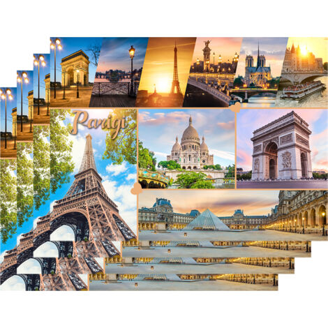 Set 4 Pezzi Tovagliette Americane Città In Vinile Made In Italy Colazione Pranzo Antiscivolo Resistenti Al Calore Facilmente pulibili Riutilizzabili Cartolina Tovaglia Idea Regalo Parigi (1/4)