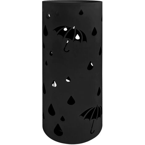 Portaombrelli Interno Esterno Elegante in Metallo Con Ganci Per Ombrellini Design Moderno Modello 3 Nero