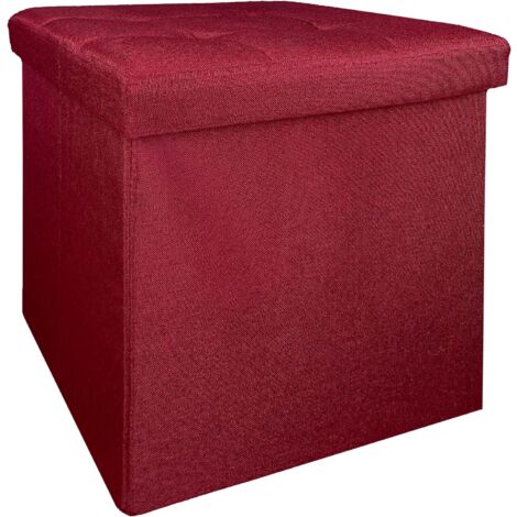 IlGruppone Pouf Contenitore in 2 Misure Medio 38x38 - Grande 50x50 Quadrato Portaoggetti in Ecopelle Poggiapiedi Salotto Sgabello Pouff Camera Design con Coperchio - Tortora - 50x50x50