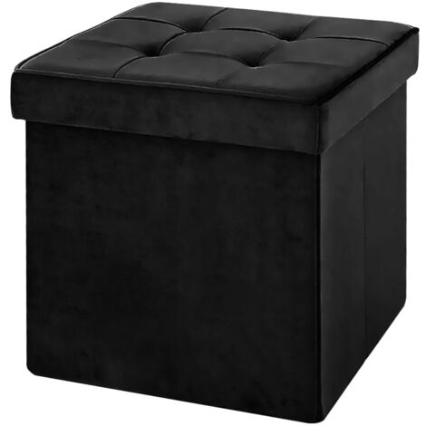 Pouf Contenitore In Velluto Quadrato Moderno Panca Cassapanca Soggiorno Panchina Per Ingresso Scarpiera Sgabello Panca Moderna  Nero