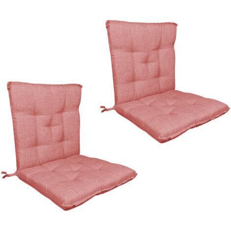 Set Cuscini Sedia Con Schienale Imbottiti Con Laccetti Banda Elastica 40 x 80 Cm Corallo - 2 Pezzi