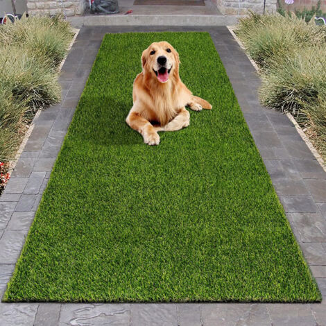 Passatoia Erba Sintetica Prato Sintetico Artificiale Giardino 2 Cm Bicolore Effetto Secco Drenante Resistente Uv Terrazzo Balcone Manto Calpestabile 20Mm Zerbino Striscia Bicolore - 1X5 MT