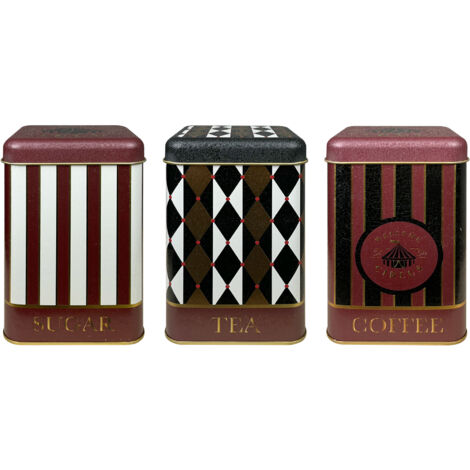 Contenitori Cucina Set 4/3 Pezzi 1 Portapane Contenitore Con Coperchio 3 Barattoli Tè,Caffè,Zucchero,Spezie,Box Organizer Pasta,Barattolo Biscotti Storage Circus - 3 Pezzi