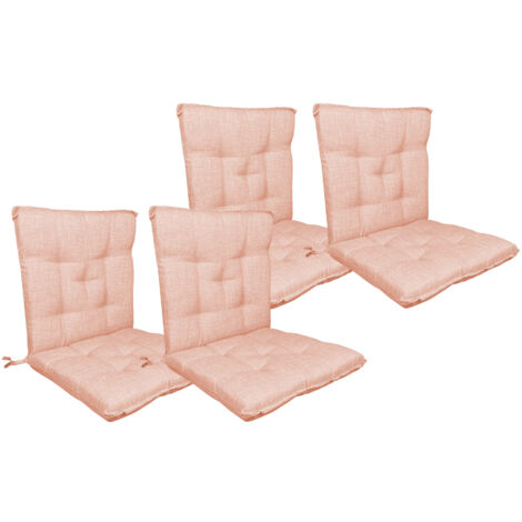 Set Cuscini Sedia Con Schienale Imbottiti Con Laccetti Banda Elastica 40 x 80 Cm Cipria - 4 Pezzi