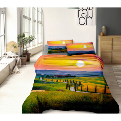 Completo Letto Lenzuola 100% Cotone Set Lenzuolo Moderno Sotto Sopra Federe Due Stampe In Altissima Definizione  Dis65tuscany - Matrimoniale