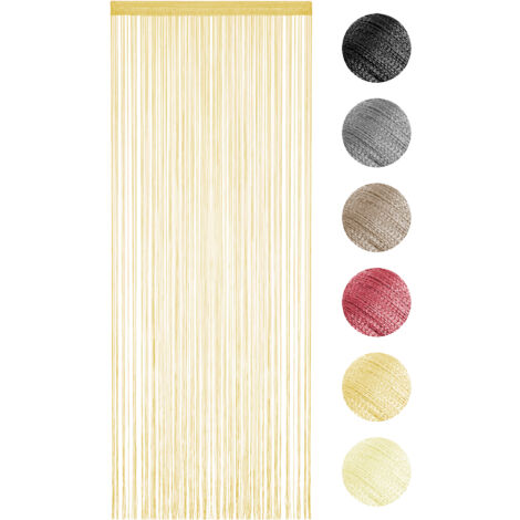Tenda A Fili Stringhe Anti Mosche Insetti Divisorio Con Asola Passante Per inserimento Di Bastoni Zanzariera Adattabile Con Forbici Zanzariera Finestre Porta Finestra Elegante Tinta Unita Beige - 140