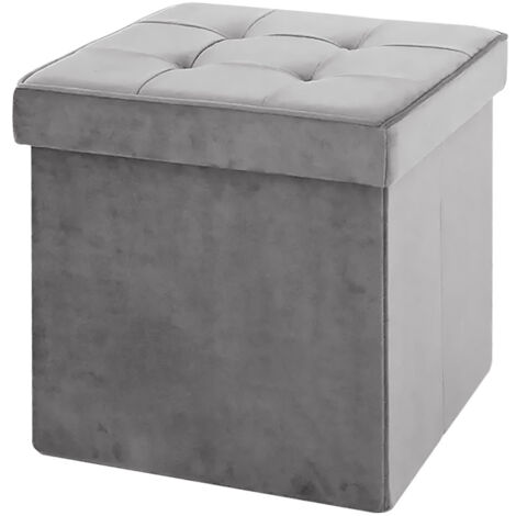 Pouf Contenitore In Velluto Quadrato Moderno Panca Cassapanca Soggiorno Panchina Per Ingresso Scarpiera Sgabello Panca Moderna Grigio